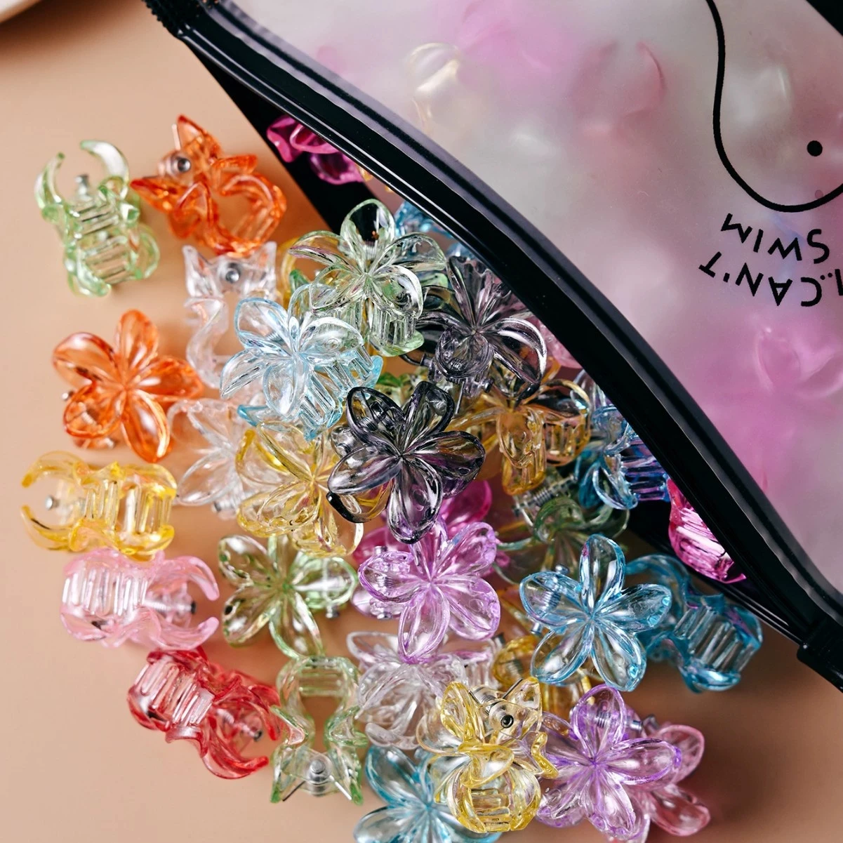 

100pcs Small Hair Claws Clips for Girls Baby Colorful Hairpin Cute Little Flower Crown Shak Hairpins Hair Clips Accessories