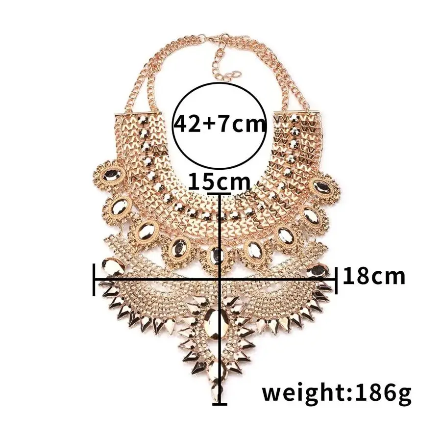 2024 New ZA Indian Ethnic Statement Big Necklaces Pendant Women Bohemian Vintage Maxi Long Large Collar Crystal Necklace Jewelry