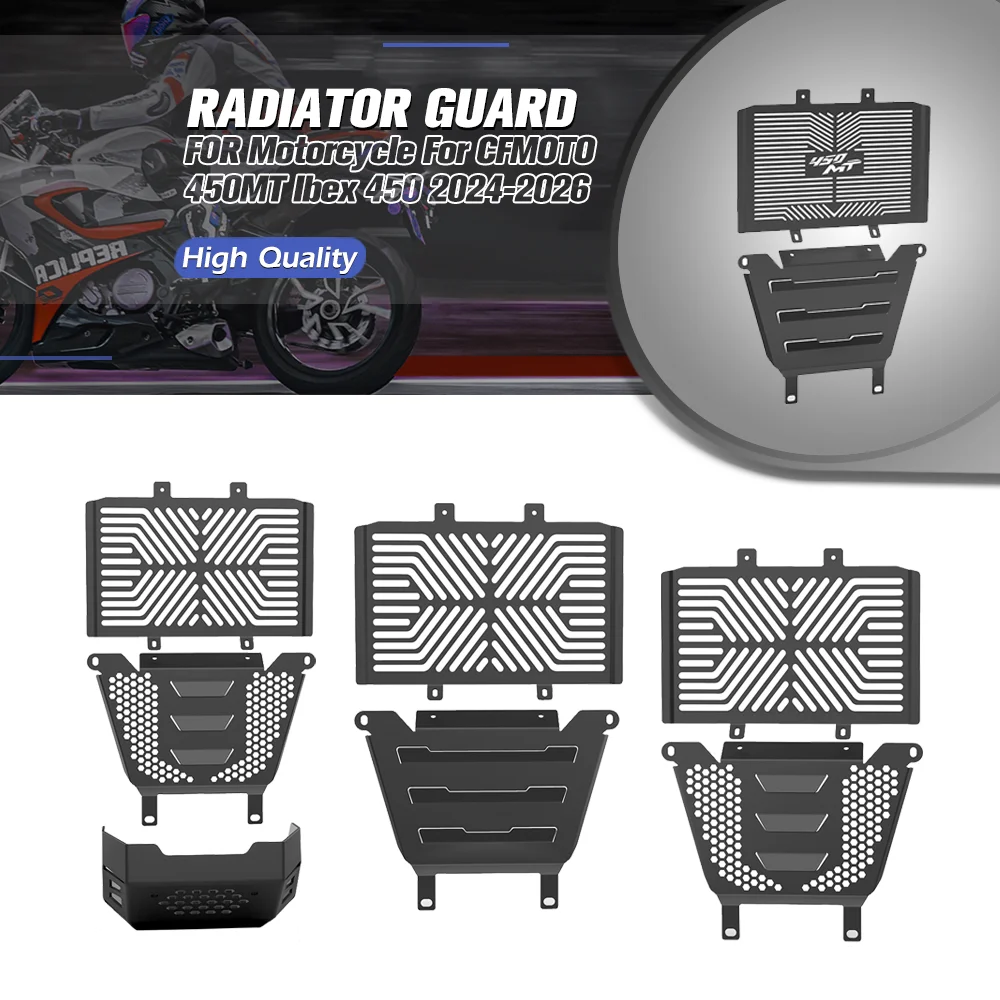 

Motorcycle For CFMOTO 450MT Ibex 450 2024 2025 2026 Radiator Grille Guard Front Shield Protection Engine Cover Fan Protector Set