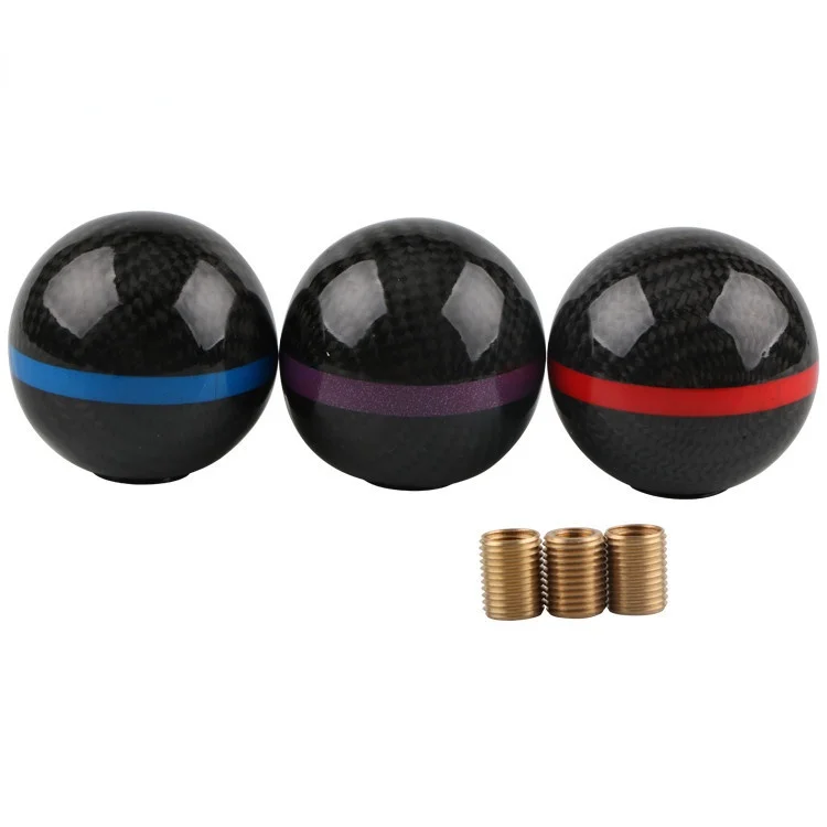 1 PCS Universal Car Manual MT Automatic Transmission Carbon Fiber Gear Shift Knob Round Ball Shape Shifter Lever