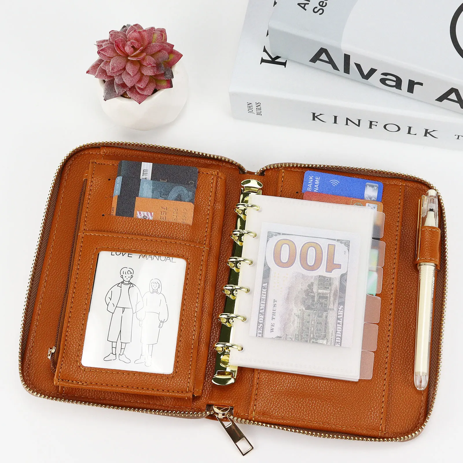 A7 New Brown Cash Budget Envelope Wallet System Envelopes Binder Note For Budgeting And Saving Money Only Cover