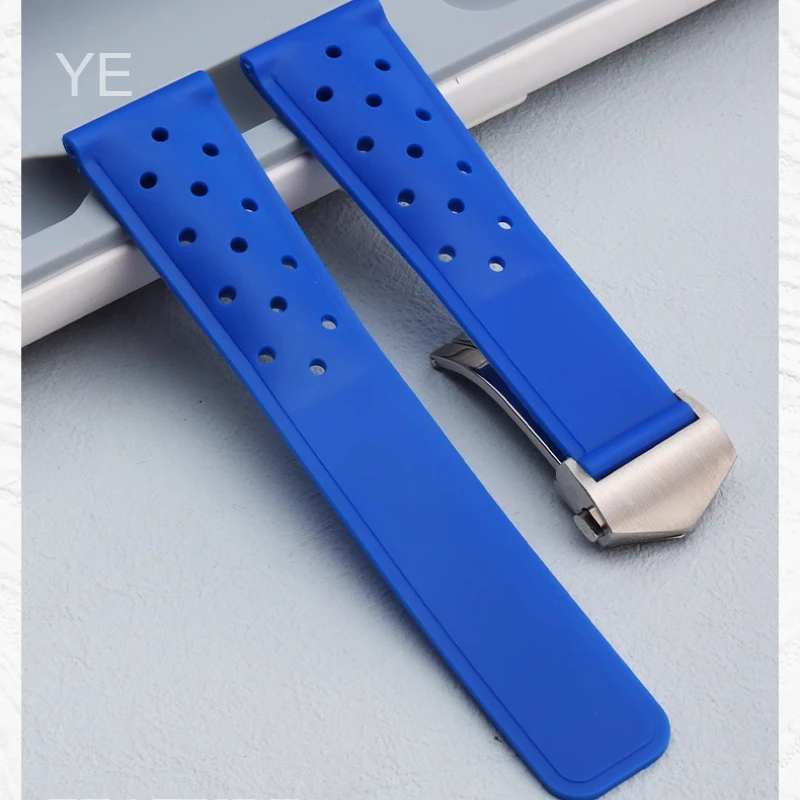 إكسسوارات ساعة ناعمة مقاس 22 مم لسلسلة ساعة تاغ هوير أكواراسر قابلة للتنفس ومضادة للعرق وحزام ساعة سيليكون فعال مضاد للبكتيريا