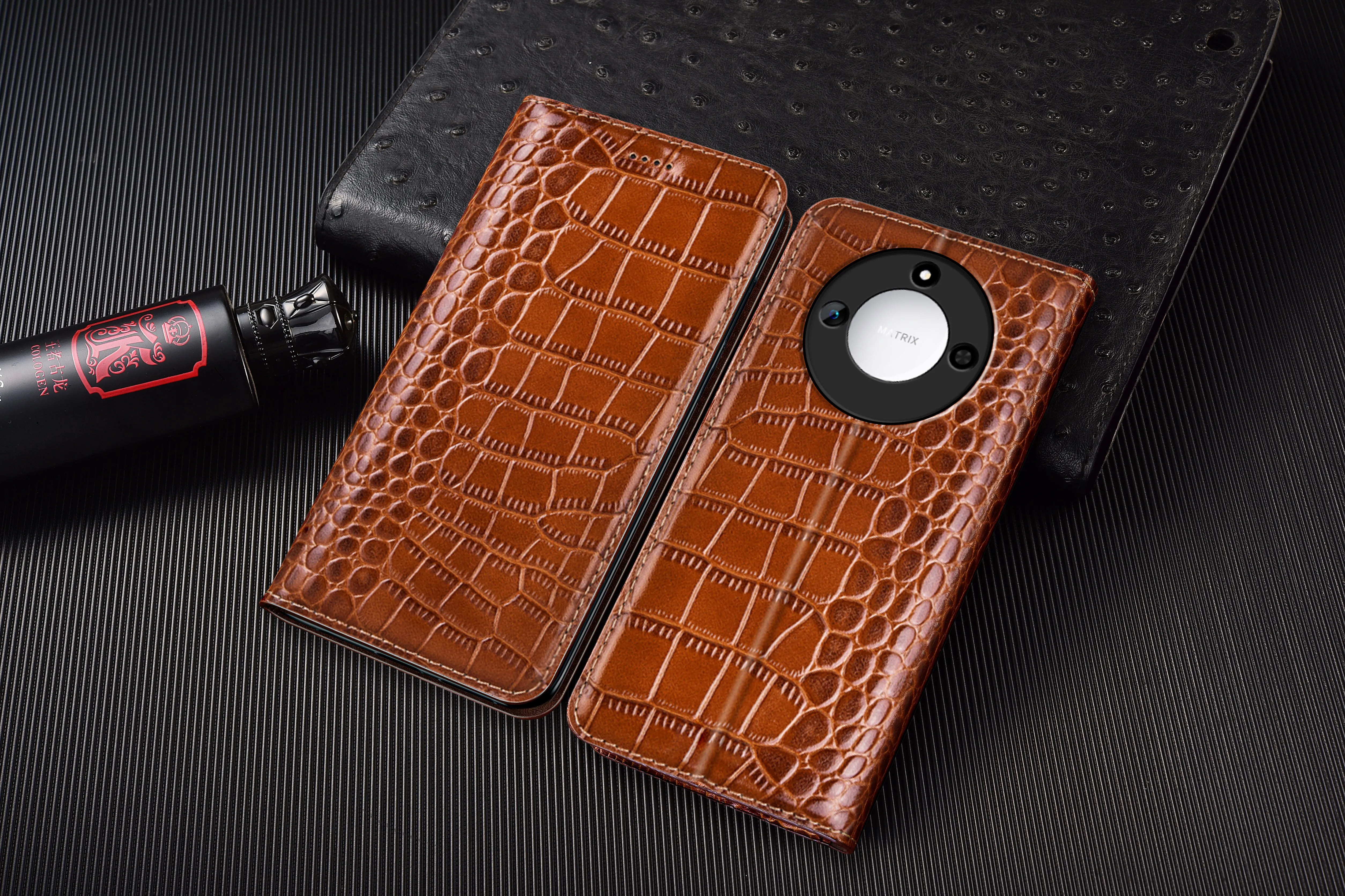 

Crocodile Genuine Leather Flip Case For Honor X20 X30 X30i X40 X40i X50 X50i X60 X60i SE GT Pro Plus Max Phone Cover Cases