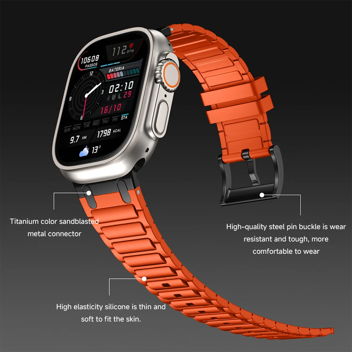 Metal Integration Band for Apple Watch Ultra 3/2 49mm 11 10 9 8 7 46mm 45 42mm 41 Silicone Bracelet for iWatch 6 5 SE3 44mm 40mm