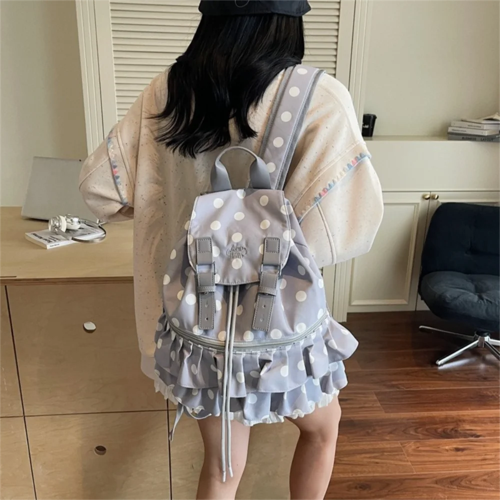 Creative Polka Dot Backpack Casual Multifunctional School Bag Large Capacity Shoulder Bag Travel