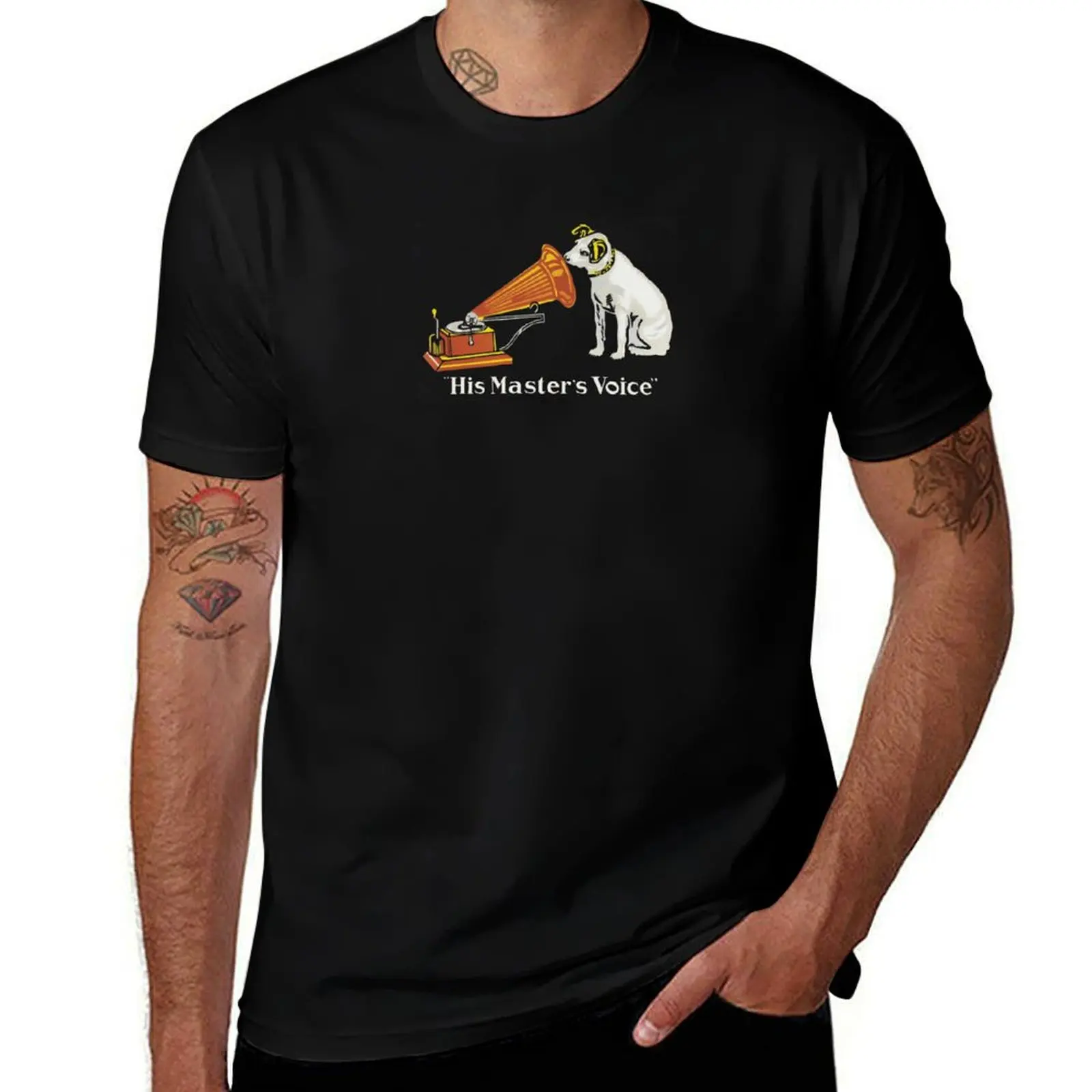 Vintage Phonograph, Gramophone - His Master's Voice T-Shirt oversizeds graphics sublime men workout shirt