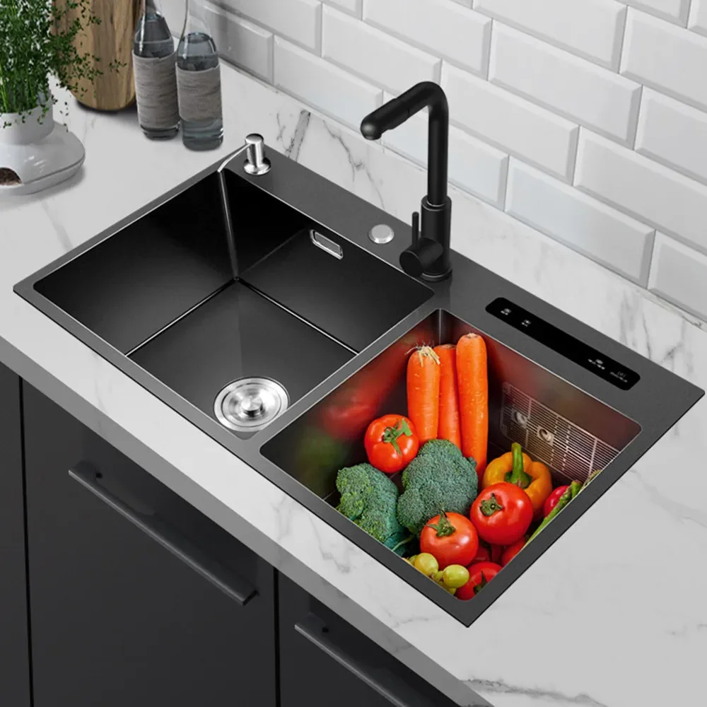 Imagem -03 - Ultra-sônico Smart Sink Mesa Multifuncional Board Kitchen Wash Basin Lavadora de Frutas e Legumes Aço Inoxidável