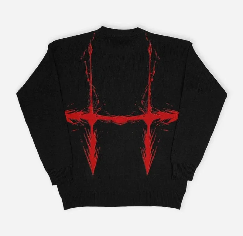 Jujutsu Kaisen Hip-hop Street Gothic Wool Retro Pullover Sweater  Knitted  Men\'s Women\'s Harajuku Style Spring