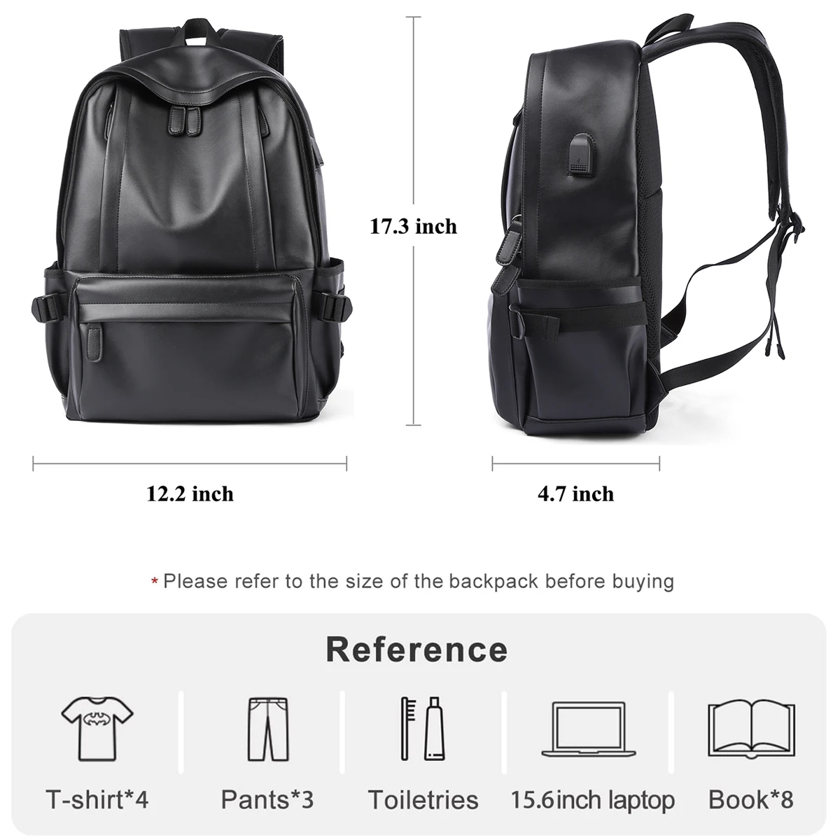 Imagem -04 - Mochila de Couro Resistente à Água para Homens Bolsa do Laptop 14 Inch Viagem Daypack com Porta Usb