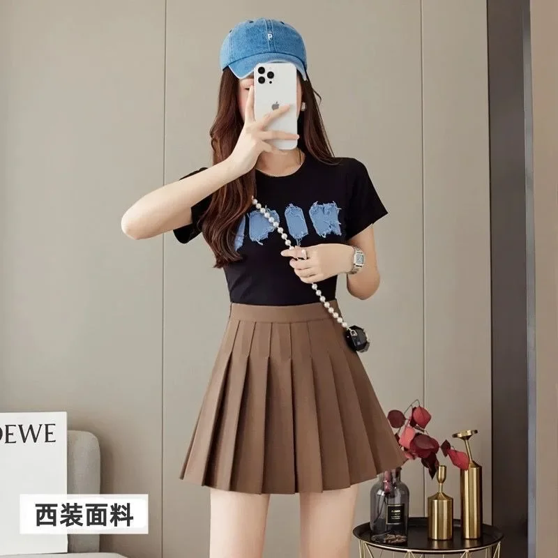 Jupe courte plissée de style preppy, demi-jupe de collège, taille haute, look slim, ligne A, japonais, coréen, mignon, JK, printemps, automne, nouveau, 2025