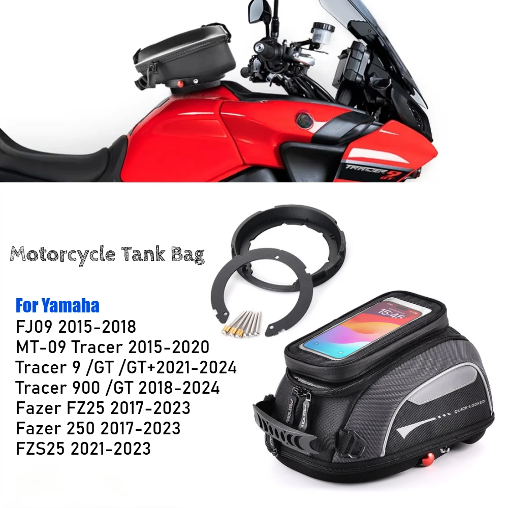 For YAMAHA Tracer 9 900 GT 9GT MT-09 MT09 FZ 25 Fazer 250 FJ09 FZS25 Motorcycle Tank Bag Quick Lock Release Backpack Luggage