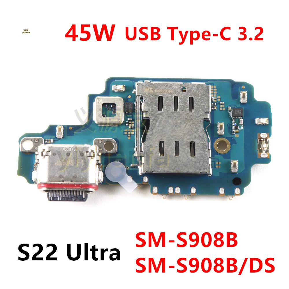 Charging Port Board For Samsung Galaxy S22 Ultra 5G S908B, SM-S908B/DS Fast Charger Motherboard Connect USB Flex Cable