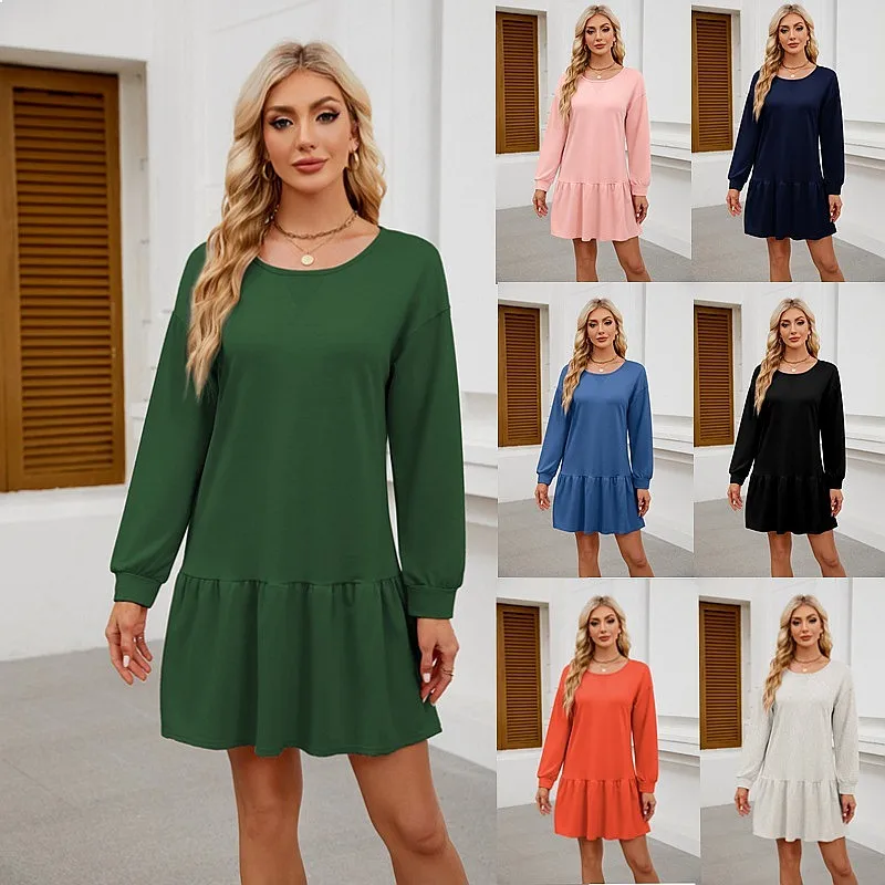 Cross Neck Long Sleeve Casual Sweatshirt Dresses Spring Summer Matching Sets Jumpsuit Playsuit