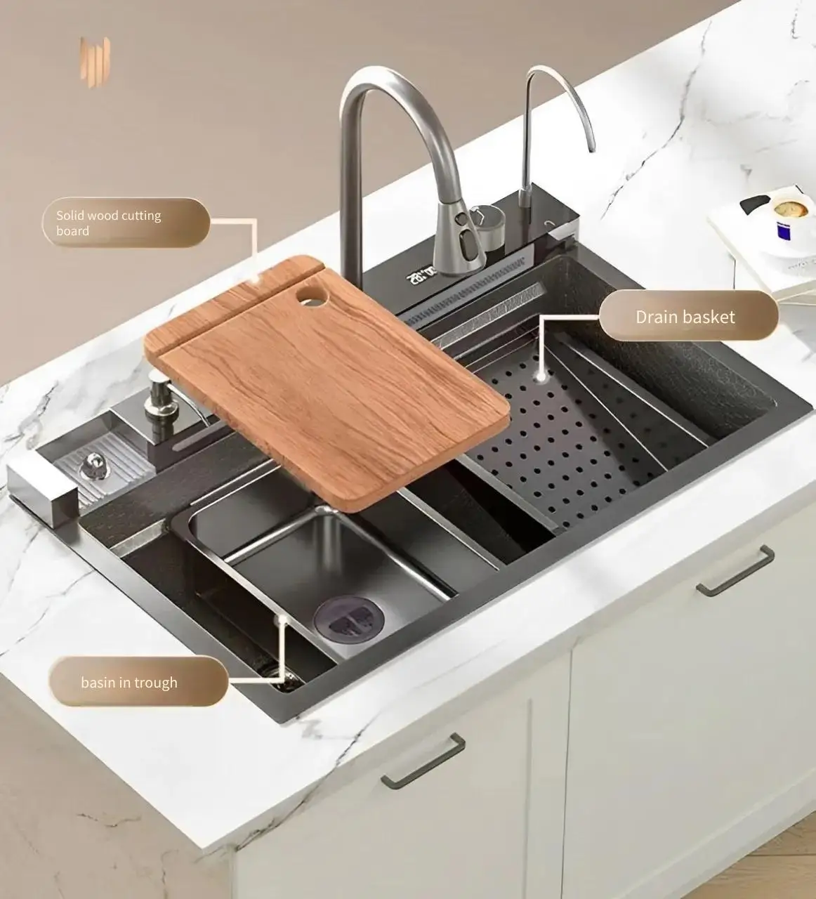 

Manufacturer's lowest price, stainless steel kiten sink, single sink kiten sink, Feiyu Waterfall faucet