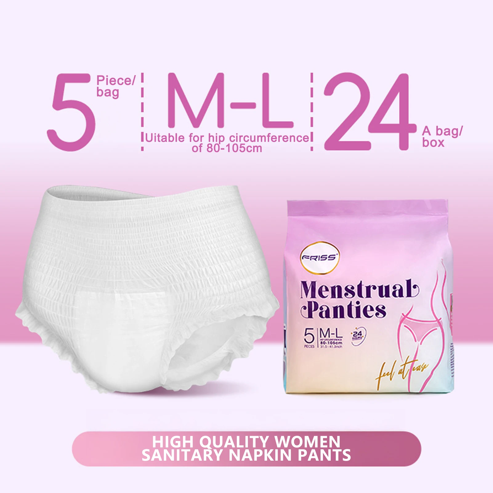 5pcs High Quality Women's Sanitary Pants Disposable Menstrual Panties Disposable Underwear All Day Or Night Sleeping Protect