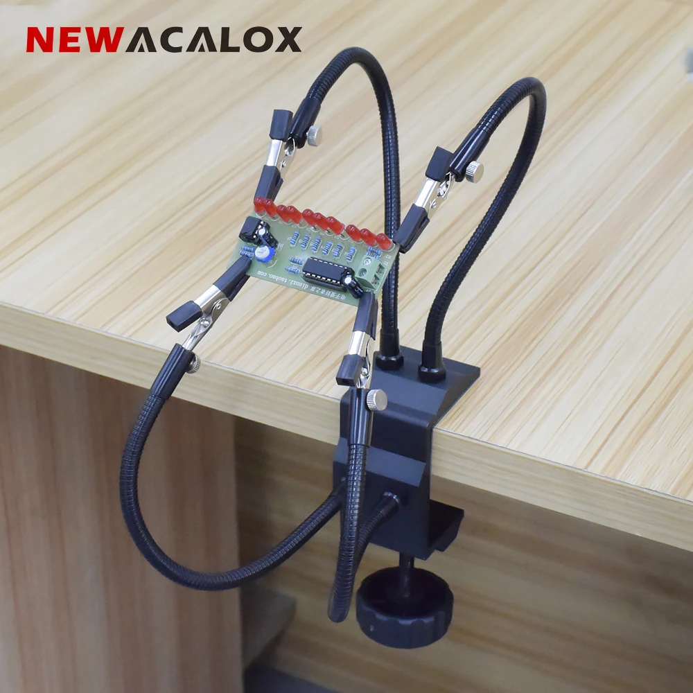 NEWACALOX-abrazadera de escritorio, soporte de estación de soldadura, pinza de cocodrilo PCB, herramienta de tercera mano de ayuda para soldadura