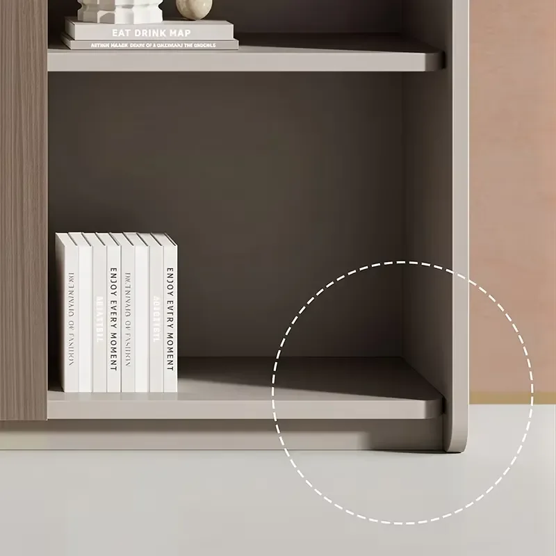 Modern style curved edge melamine board eco-friendly locker multi-purpose high cabinet open storage unit