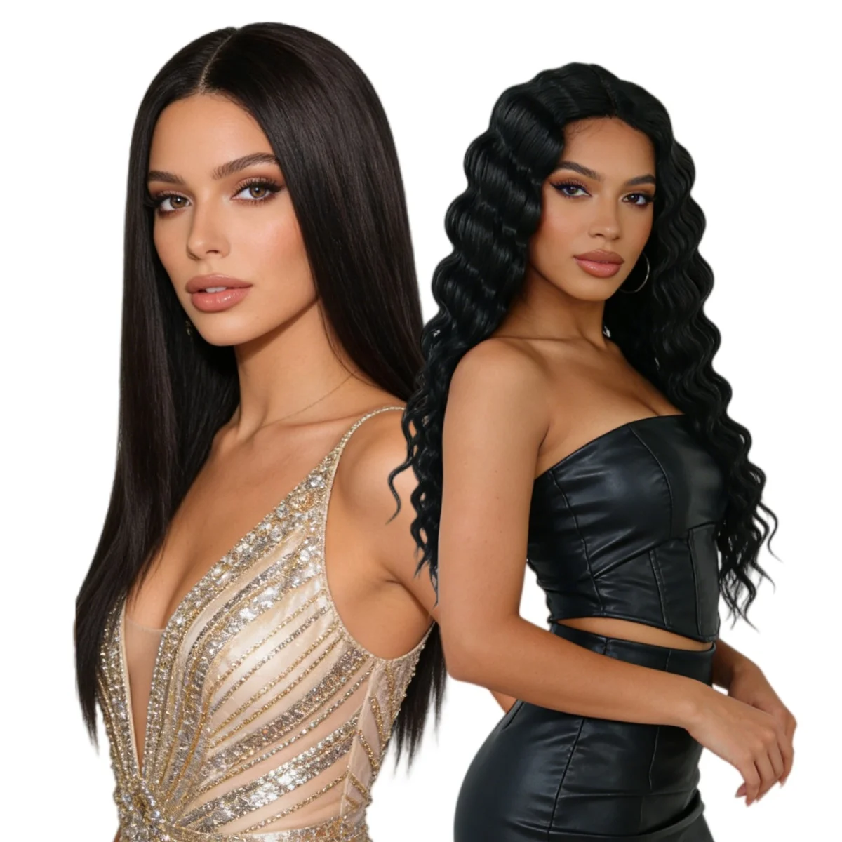 

24 Inch T-Part Lace Front Wig – Deep Wave & Straight Human Hair Wigs for Women, Natural Looking Pre-Plucked with Baby Hair
