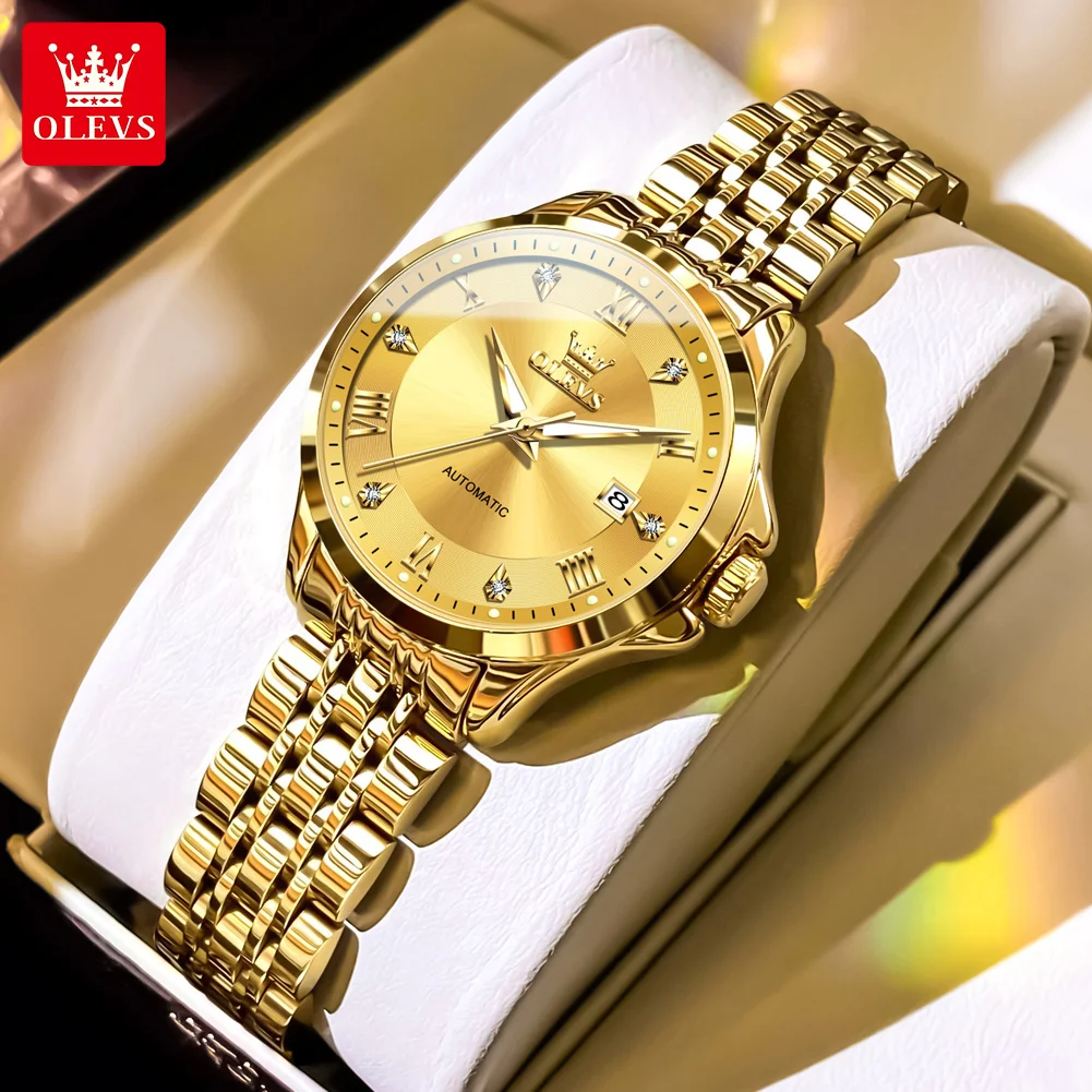 OLEVS 6702 Women Watch Fashion Original Fully Automatic Mechanical Watch Dazzling Diamond Waterproof Luminous Luxury Women Watch