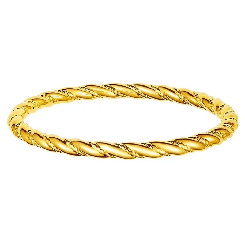

999 24K Yellow Gold Bangle 3D Gold Rope Bangle Fashion Bangle 6g