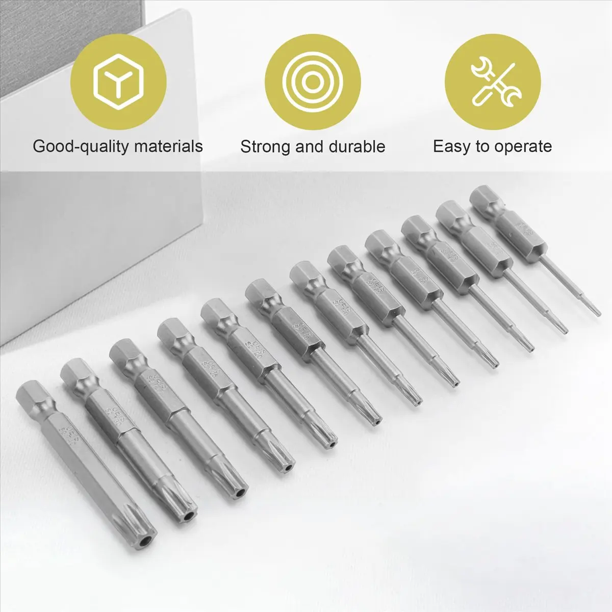 【ABKM】 12 Pack Torx Head Screwdriver Bit Set 1/4 Inch Hex Shank T5-T40 Star Screwdriver Tool Kit with 1 Pack Handle