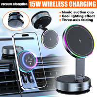 Vacuum Magnetic Car Phone Holder 15W Wireless Charger Cooling Suction Cup Car Phone Holder Fast Charging for Iphone Samsung