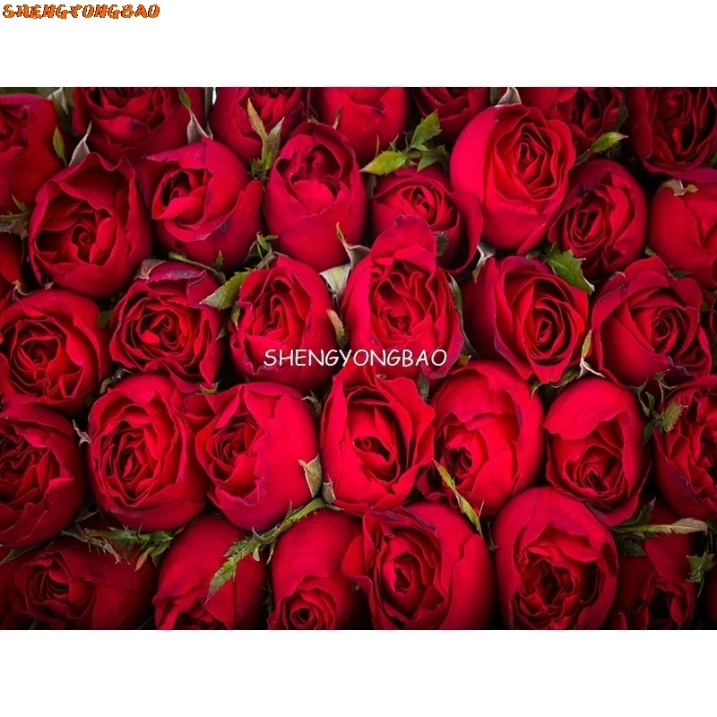 SHENGYONGBAO Valentine's Day Photography Backdrops Wooden Board Flower Party Backgrounds Birthday Decor Photo Backdrop QMH-02