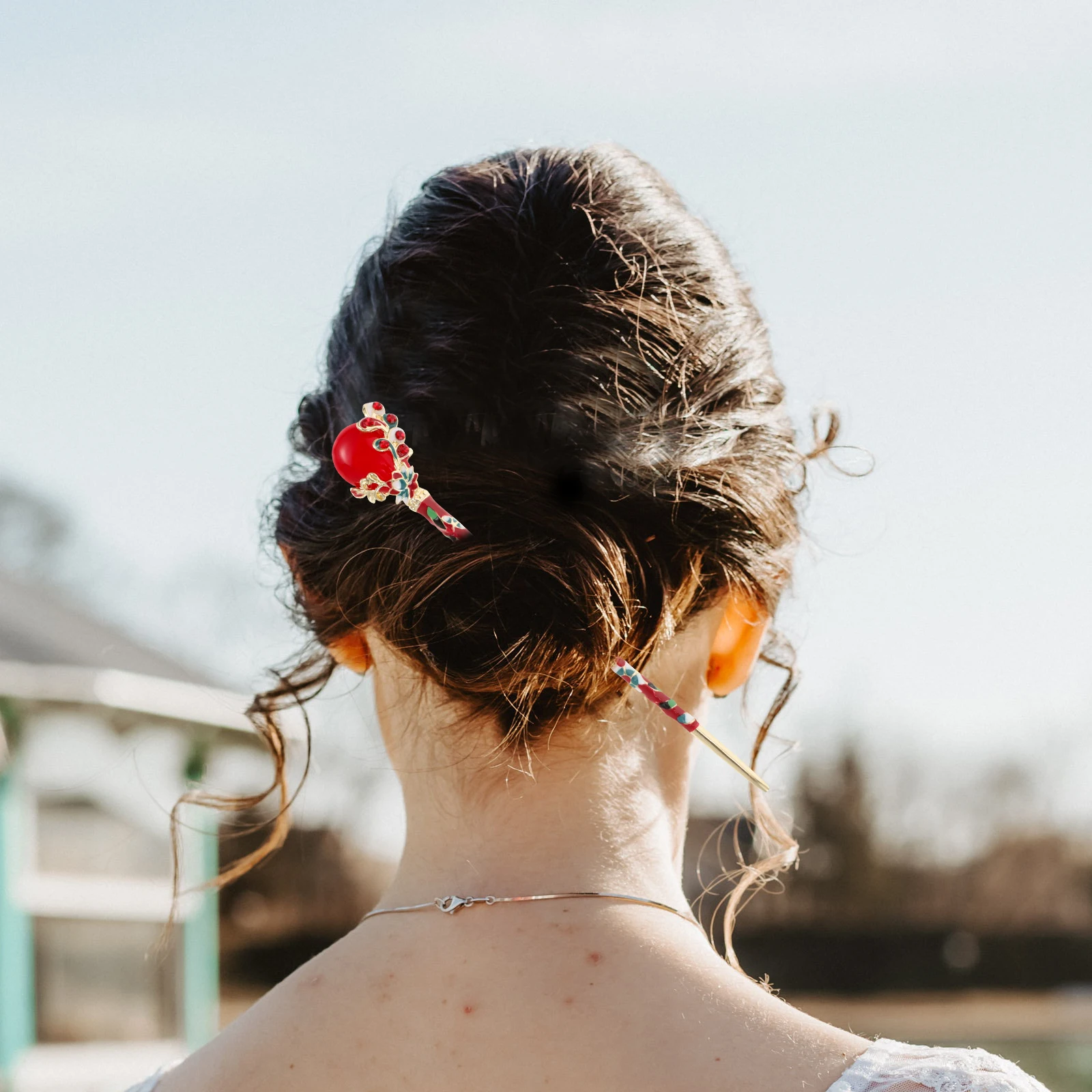 

Red Chinese Style Hairpin Ancient Design Durable Material Women Hair Accessory Vintage Decorative Hair Stick For Parties