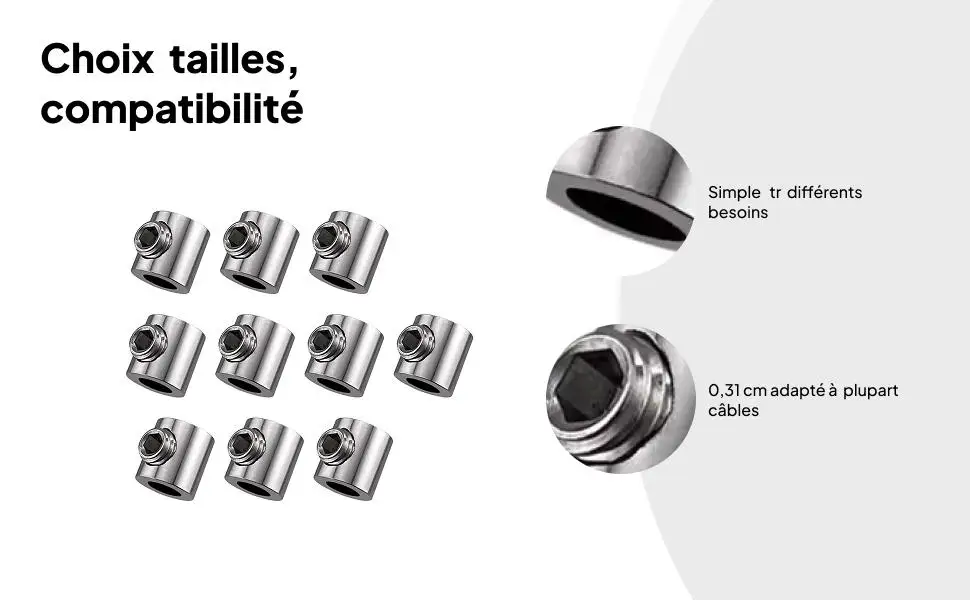 

Wire Rope Clamps Clip for Fixing Brackets, Photos with M4 Hexagon Screws Multifunctional Simple Assembly 10Pieces Single Hole