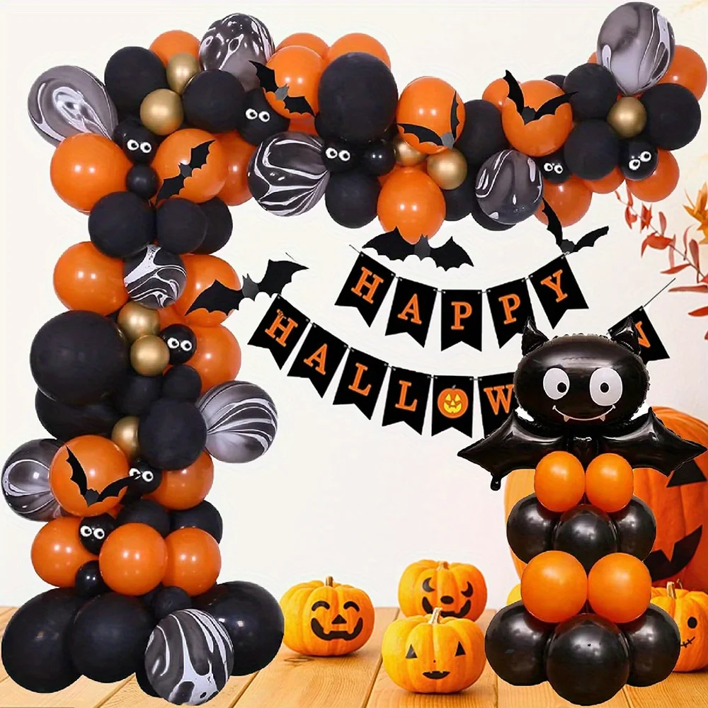 113-teiliges Halloween-Ballon-Dekorationsbogen-Set für Halloween-Party-Dekoration, Geburtstagsparty-Dekoration, Jubiläumsdekoration