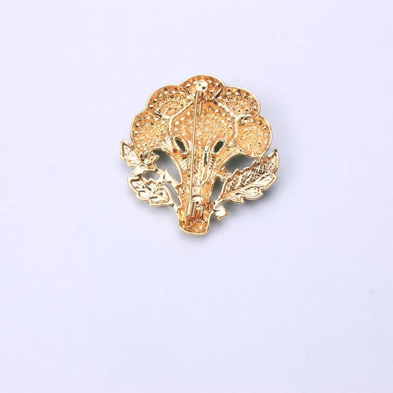 Green Rhinestone Broccoli Vegetable Brooch Pin