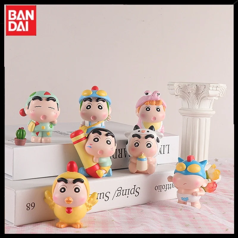 6pcs/set Anime Crayon Shin-chan dopamine Q Version Action Figures Kawaii PVC Model Statue car ornaments Toy doll Collection Gift