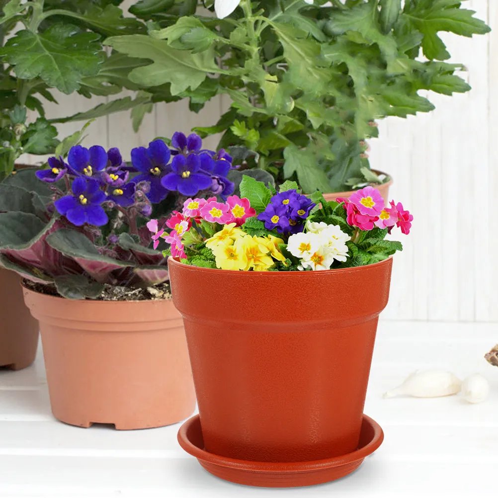 10Sets Plastic Planter Flower Pots Simulated Pottery Nursery Planting Pots Drainage Hole for Succulent Seeds Vegetables