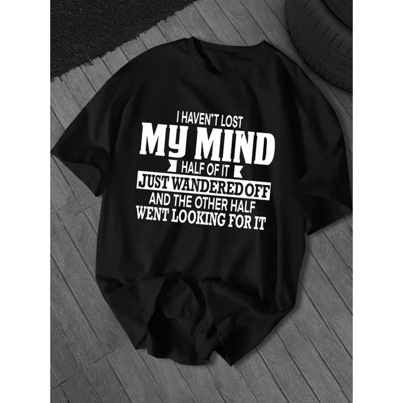 Plus Size Round Neck Mens Letter Slogan Casual Short Sleeve T Shirt