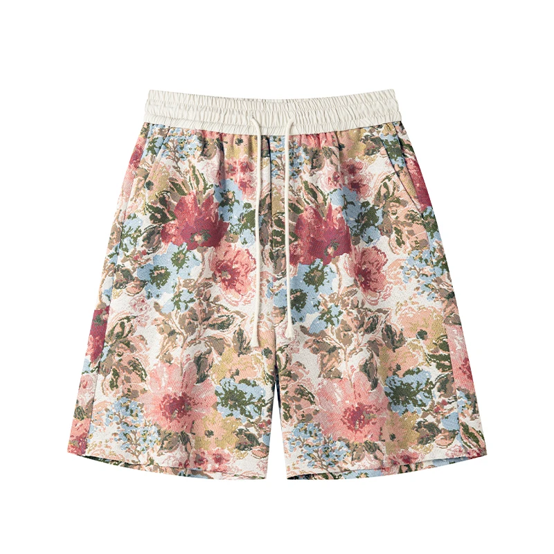 New Trendy Printing Men Pants 2026 Summer Fashion Floral Print Short Trousers Elastic Waist Outdoor Short Pants