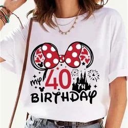 Happy Birthday Female Clothing My 40 Th Brithday T-shirt Y2k Funny Graphic Print Tops Short Sleeve Tees Aesthetic Streetwear
