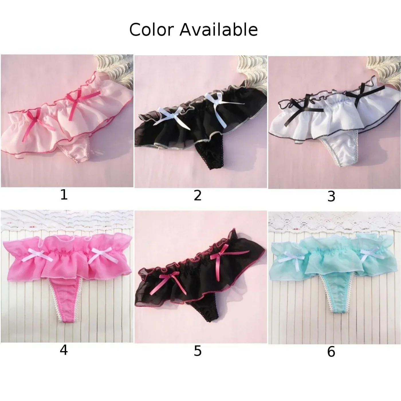 Sexy Womens Low Rise Lace Bow See Through Briefs Thong Bikini Knickers Soft Panties Lace-Up Underwear Soft Ladies Briefs