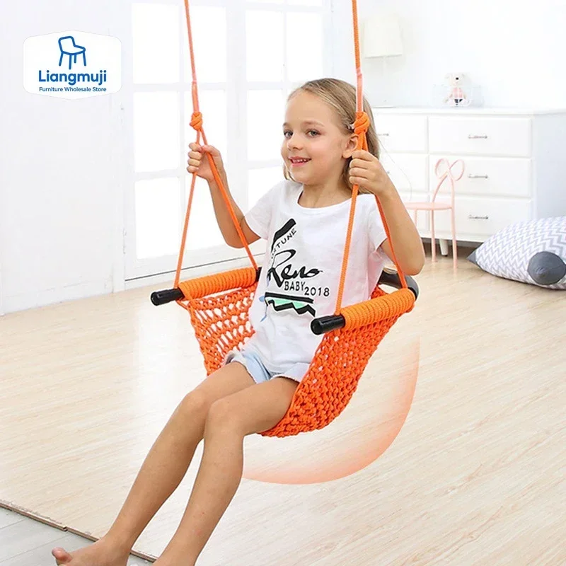 

Portable Kid Garden Swing Chair Hanging Children Kindergarten Chair Outside Indoor Weave Small Basket Swing For Children swing