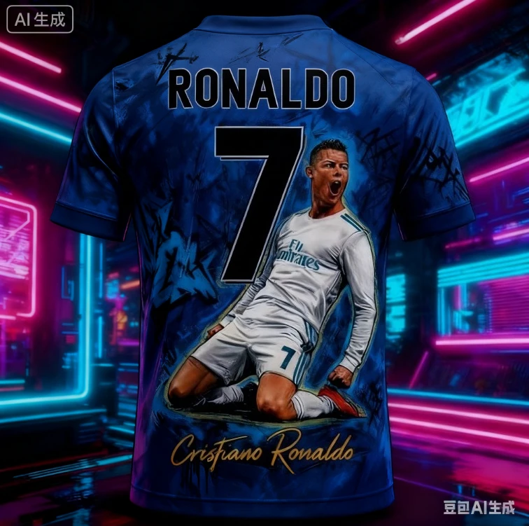 أزياء الخريف رونالدو 7 # AI 3D مطبوعة فريق كرة القدم جديد قصير الأكمام الرجال الرياضة عارضة الأولاد والنساء القمصان #3