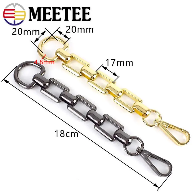 1/2/5Pcs Metal Bag Strap Extension Chain 18cm Gold Adjustment Handle Buckles Handbag Connector Clasps Craft Hardware Accessories