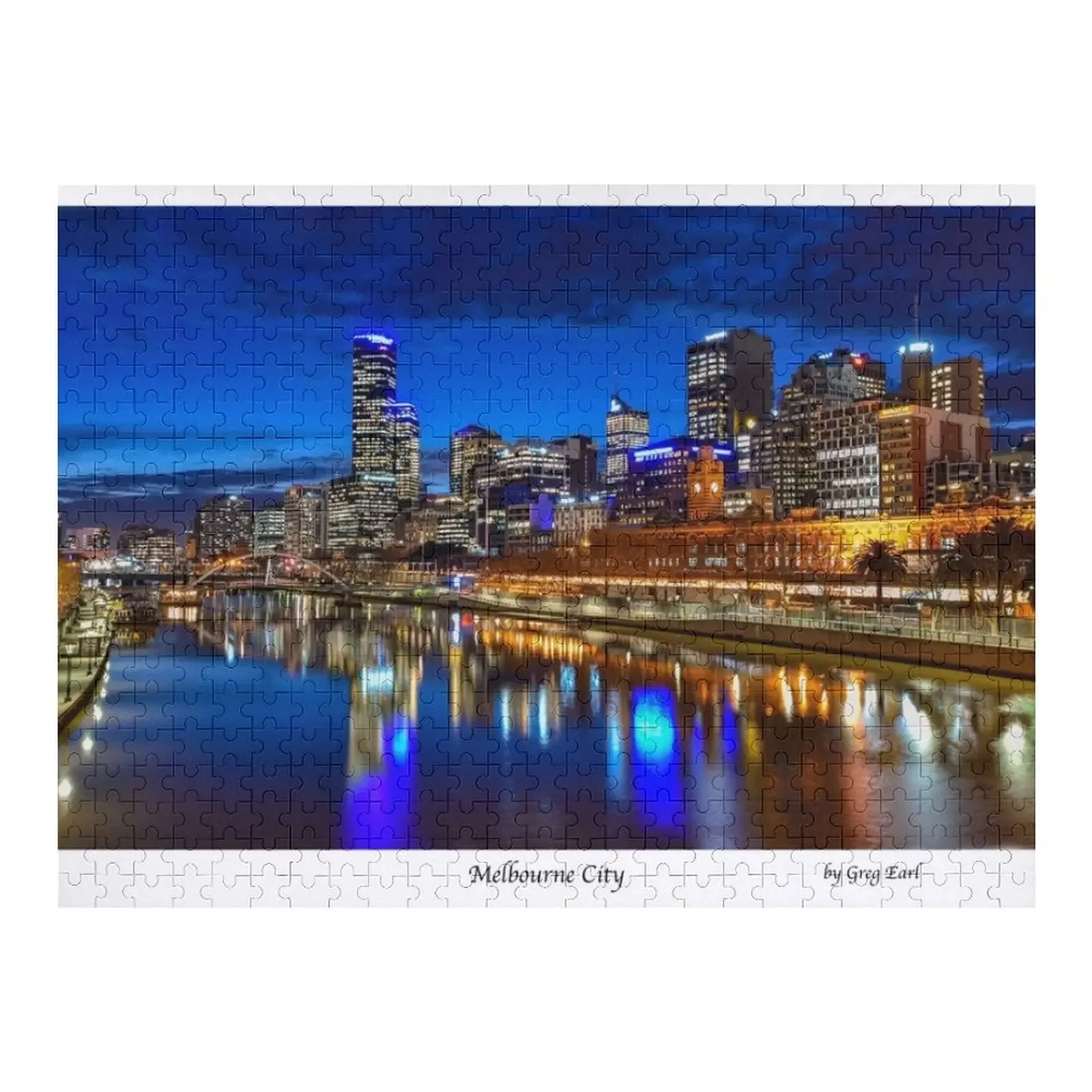 Melbourne & Yarra River Twilight Jigsaw Puzzle Personalised Jigsaw Personalized Child Gift Puzzle