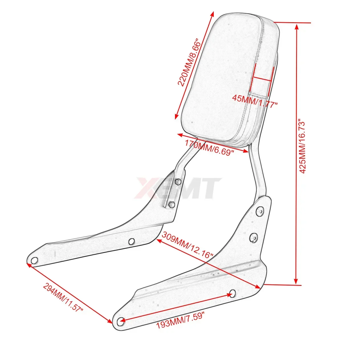 Motorcycle Backrest Sissy Bar Luggage Rack For Honda Shadow VLX 600 VLX600 VT600 1999 2000 2001 2002 2003 2004 2005 2006 2007