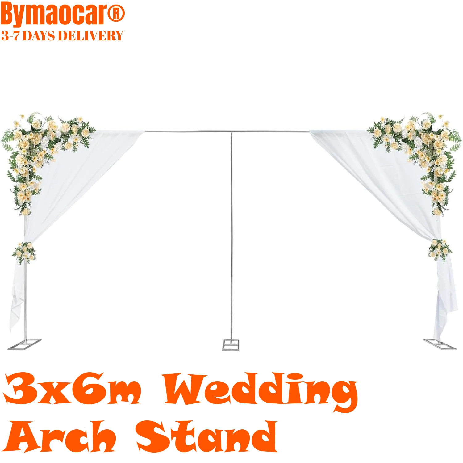 

Wedding Square Backdrop Stand, 3x6m Rectangle Metal Background with Base for Party Background Celebration Graduation Decoration