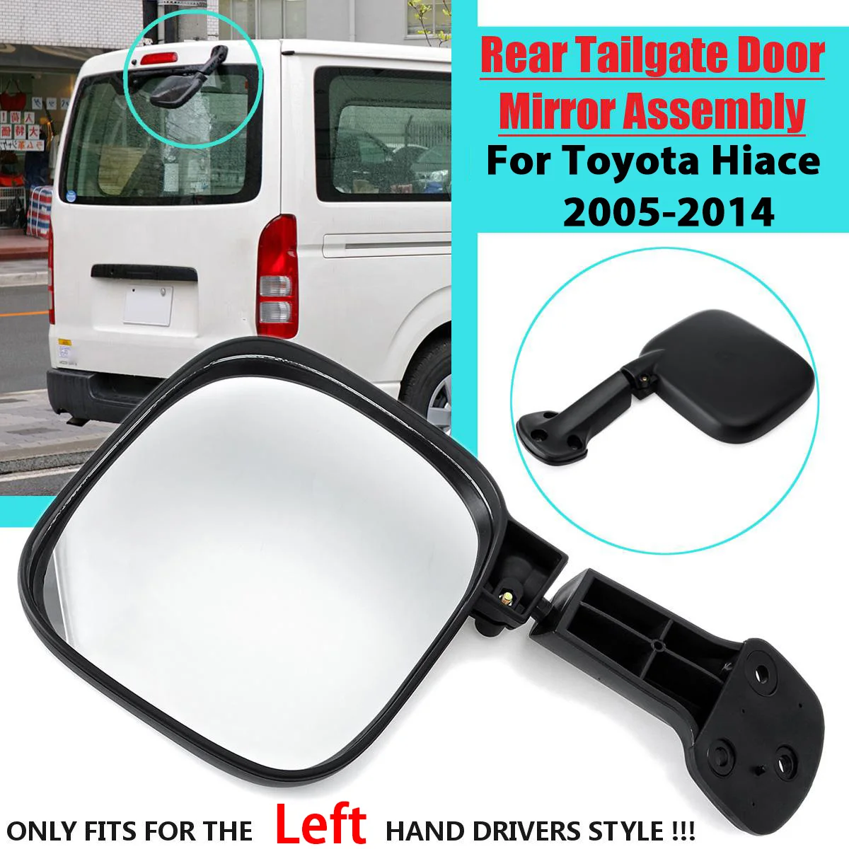 

Rearview Mirror Rear Tailgate Door Mirror Assembly for Toyota Hiace 2005-2014 Car Mirror Cover Left Driver Side