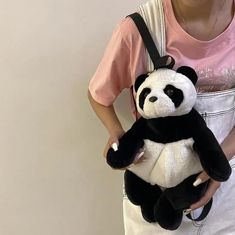 Bear Backpack Shoulder Backpack Panda Ajustable Bag Plush Fabric Animal Shoulder Bag Kids Cartoon Backpack For Toys Fruit Food