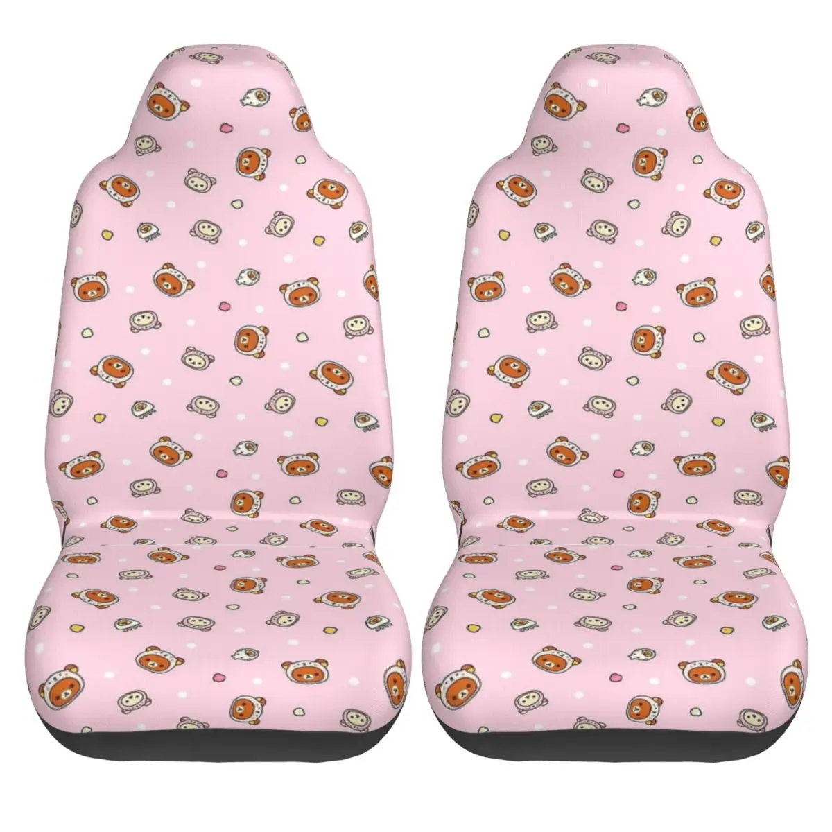 Kawaii Pink Rilakkumas Pattern Universal Car Seat Cover Four Seasons For SUV Car Seat Cushion Polyester Hunting