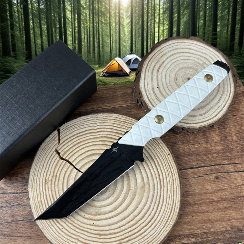 

Straight Knife Outdoor High-quality Durable Rust-proof Climbing Climbing Survival Camping Must Tools White Handle Multitools