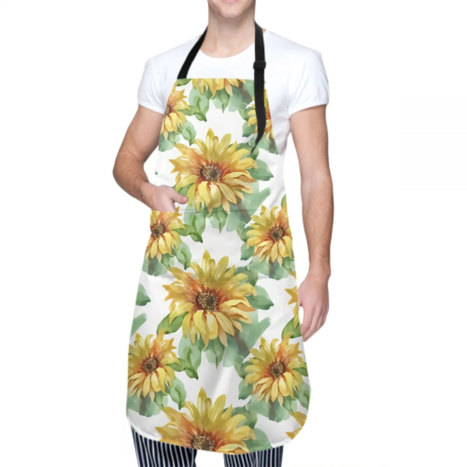 Sunflower Waterproof Apron with 2 Pockets Kitchen Chef Apron Apron for Hair Brushing Cooking Baking Painting Gardening