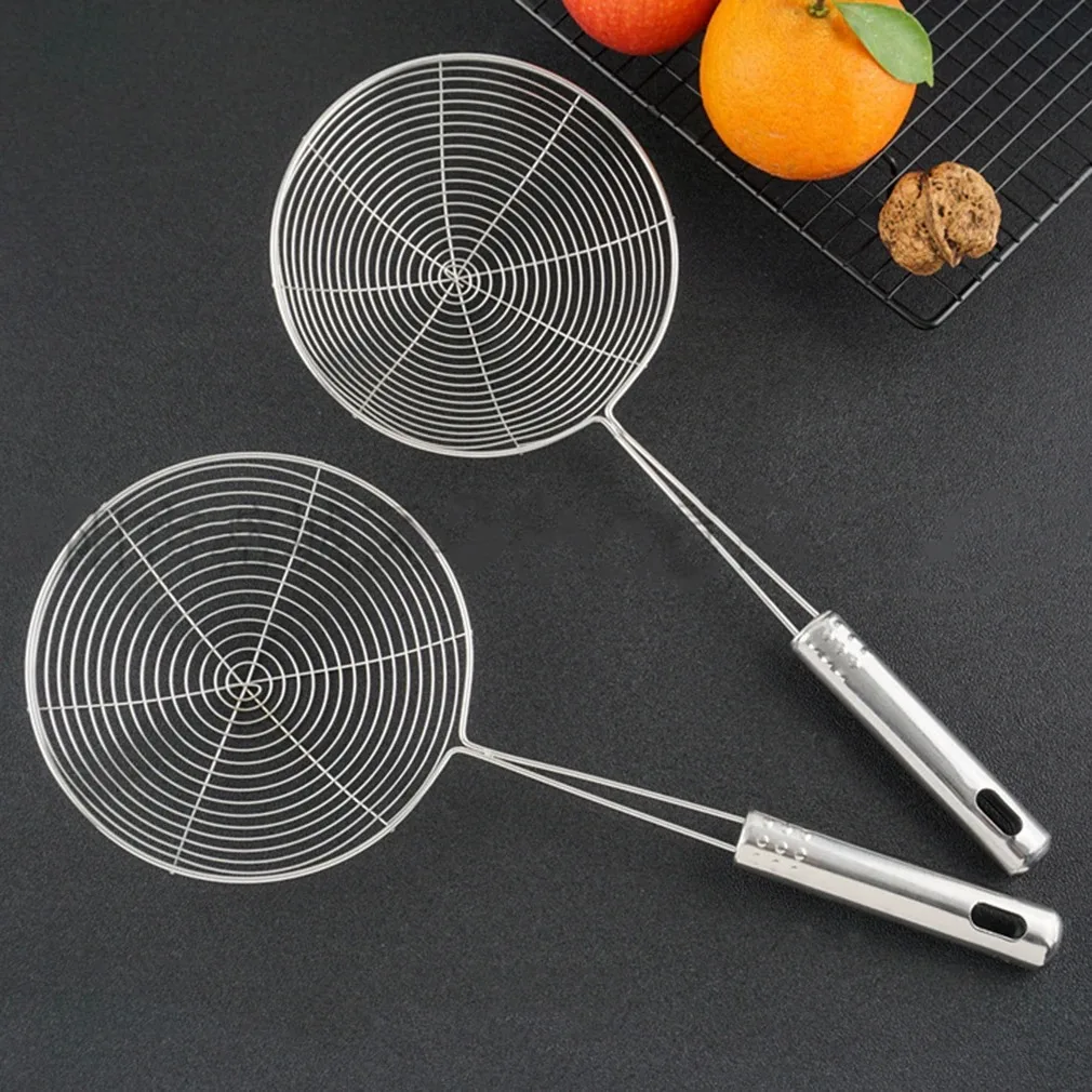 1pcFilter Mesh Oil Pot Stainless Steel Skimmer Solid Spider Strainer Ladle Kitchen Utensil Tool French Fries Fish Frying Utensil