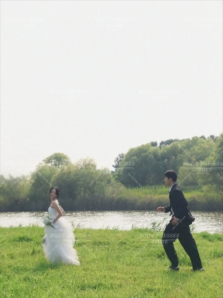 MODX Simple Ivory Strapless Korean Wedding Dresses 2026 Bridal Gown for Photo shoots Vestidos Novias Boda Women Customized